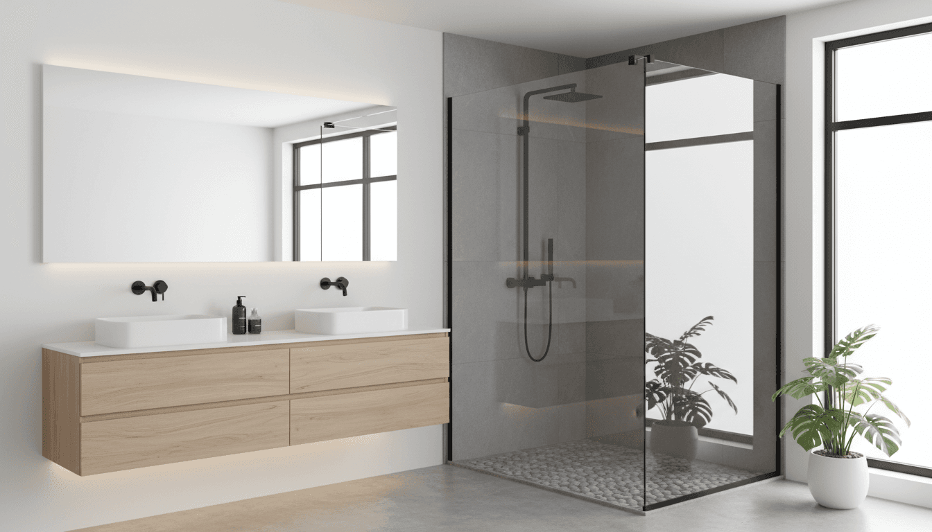 Clean glass shower enclosure in a modern Tampa bathroom