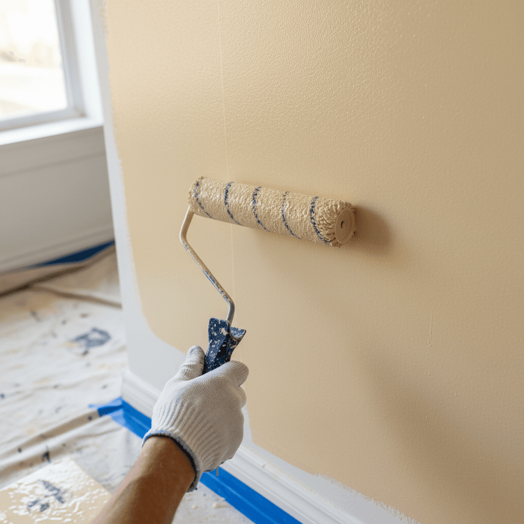 Professional painter applying a smooth interior finish